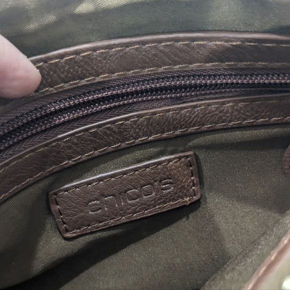 Chico's Women Navy Blue Brown Suede Leather Wristlet Wrist Bag Zipper OS - Picture 7 of 9